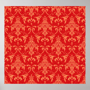 クラシックビクトリアンオーナメント、赤および ポスター