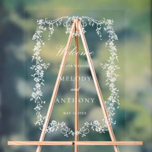 クラシックビクトリアンフランスのフローラ結婚歓迎 アクリルサイン