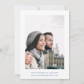 クラシックビクトリアンフランスの青フローラ結婚の写真 セーブザデート (裏面)