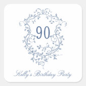 クラシックビクトリアンフランスのBlue 90thバースデーパーティー スクエアシール (正面)
