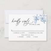 クラシックビクトリアンブルーミールオプションウェディングRSVP 出欠カード (正面)