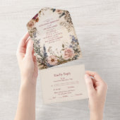 クラシックビクトリアン王室のフローラ結婚s オールインワン招待状 (貼ってはがせる)