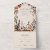 クラシックビクトリアン王室のフローラ結婚s オールインワン招待状 (内側)