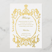 クラシックビクトリアンFrame Christmas写真金ゴールド 箔シーズンカード (正面)