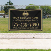 クラシックビジネスのロゴヴィンテージ署名ブラックバナー 横断幕 (インサイチュ)