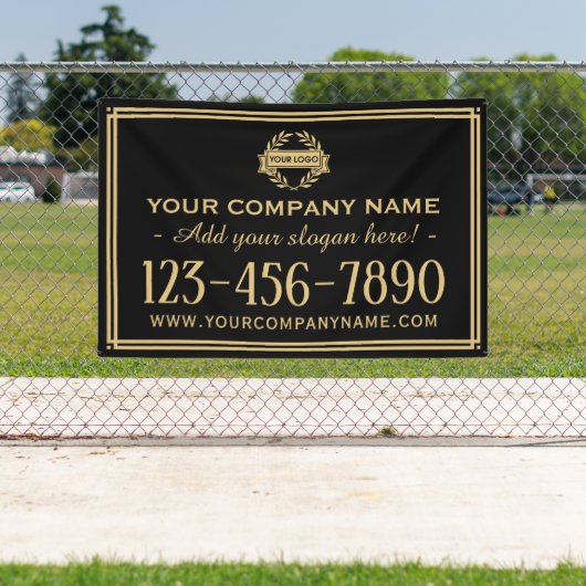 クラシックビジネスのロゴヴィンテージ署名ブラックバナー 横断幕 (インサイチュ)