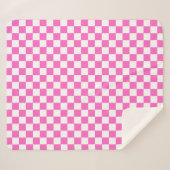 クラシックビジュアルピンクチェック柄  シェルパブランケット (正面(横))