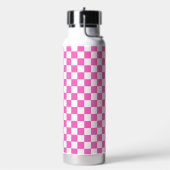 クラシックビジュアル ピンク チェックボード ウォーターボトル (左面)