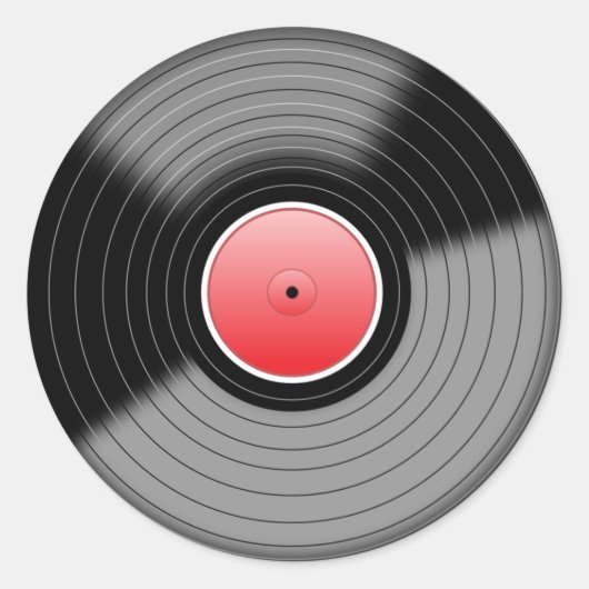 クラシックビニールLPレコードステッカー ラウンドシール (正面)