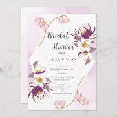クラシックビューティフルパープルロータスブライダルシャワー 招待状 (正面/裏面)