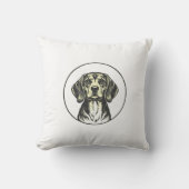 "クラシックビーグルドッグポートレート-ヴィンテージスタイルアートP クッション (正面)