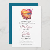 クラシックビーチハート結婚式招待状 招待状 (正面/裏面)