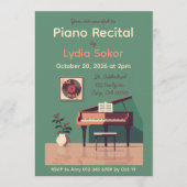 クラシックピアノリサイタル招待状　グランドピアノ付き 招待状 (正面)