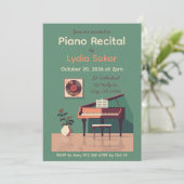 クラシックピアノリサイタル招待状　グランドピアノ付き 招待状 (スタンド正面)