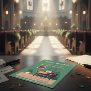 クラシックピアノリサイタル招待状　グランドピアノ付き 招待状