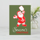 クラシックピクレボールサンタグリーンクリスマスフォト シーズンカード (スタンド正面)