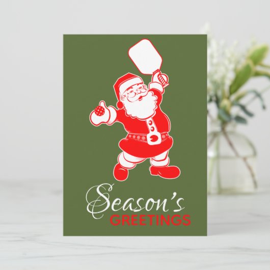 クラシックピクレボールサンタグリーンクリスマスフォト シーズンカード (スタンド正面)