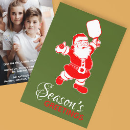 クラシックピクレボールサンタグリーンクリスマスフォト シーズンカード