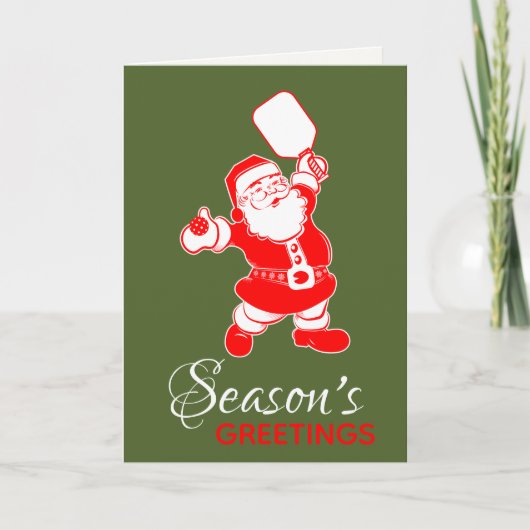 クラシックピクレボールサンタグリーンクリスマス シーズンカード (正面)