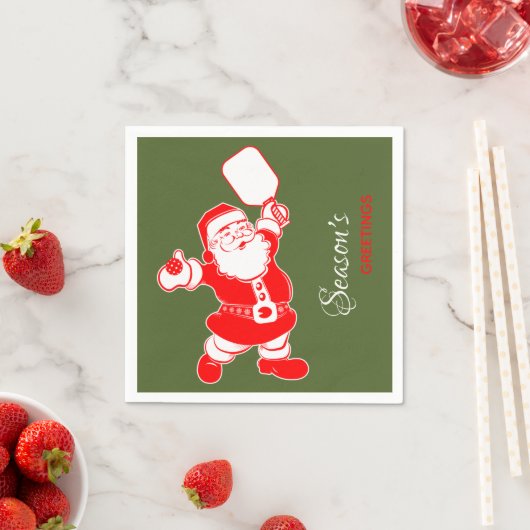 クラシックピクレボールサンタグリーンクリスマス スタンダードカクテルナプキン (インサイチュ)