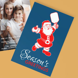 クラシックピクレボールサンタブルークリスマスフォト シーズンカード