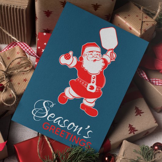 クラシックピクレボールサンタブルークリスマスフォト シーズンカード