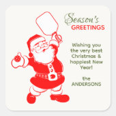 クラシックピクレボールサンタホワイトクリスマス スクエアシール (正面)