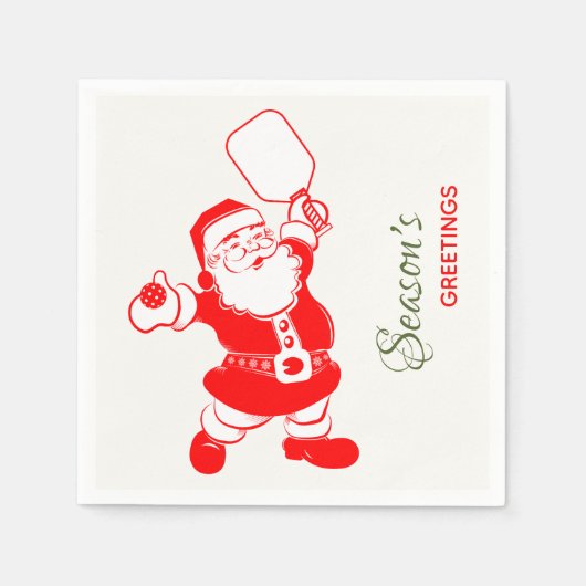 クラシックピクレボールサンタホワイトクリスマス スタンダードカクテルナプキン (正面)