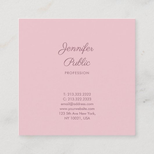 クラシックピスタイリッシュンクシンプルトレンディーラグジュアリー スクエア名刺 (裏面)