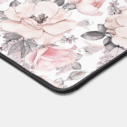 クラシックピンクとグレーパターン デスクマット (コーナー)