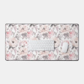 クラシックピンクとグレーパターン デスクマット (キーボード&マウス)
