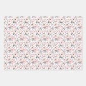 クラシックピンクとグレーパターン ラッピングペーパーシート (正面3)