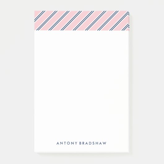 クラシックピンクとブルーストライプ ポストイット (正面)