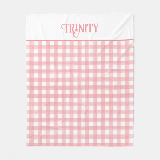 クラシックピンクとホワイトジンガムのプライドパターン（の模様が）ある フリースブランケット (正面)