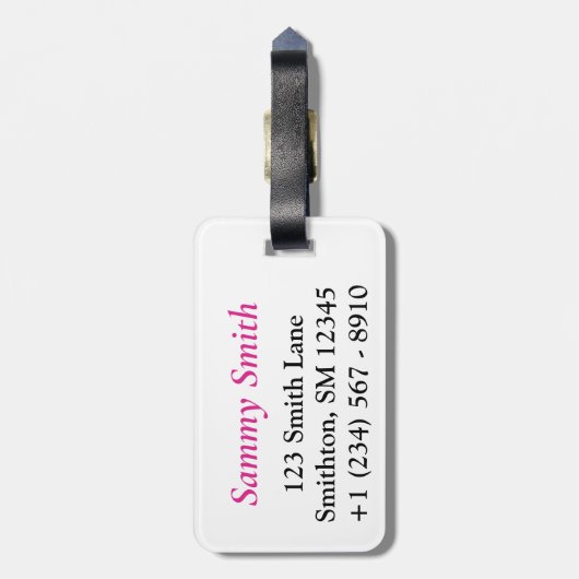 クラシックピンクとミントグリーンのパタストライプのーン ラゲッジタグ (裏面縦)