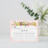 クラシックピンクのストライプバラレシピカード ポストカード (スタンド正面)