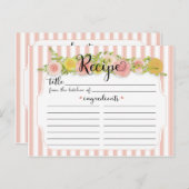 クラシックピンクのストライプバラレシピカード ポストカード (正面/裏面)