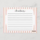 クラシックピンクのストライプバラレシピカード ポストカード (裏面)