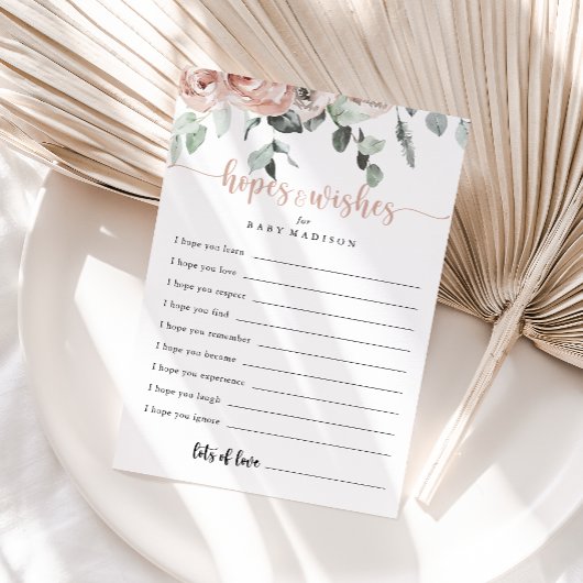 クラシックピンクのバラ赤ちゃんシャワー希望カード ポストカード