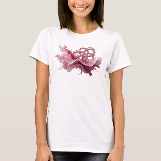 クラシックピンクの抽象芸術ステートメントTシャツ Tシャツ (正面)
