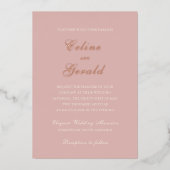 クラシックピンクエレガントな結婚式 箔招待状 (正面)