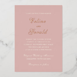 クラシックピンクエレガントな結婚式 箔招待状