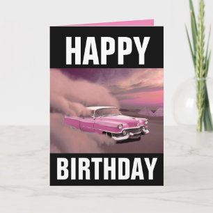 クラシックピンクカー誕生日カード カード
