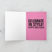 クラシックピンクカー誕生日カード カード (内部)