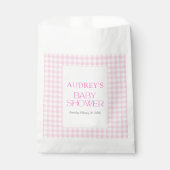 クラシックピンクギンガムガールベビーシャワー フェイバーバッグ (正面)