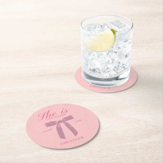 クラシックピンクコケットバチェロレッテ ラウンドペーパーコースター (インサイチュ)