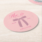 クラシックピンクコケットバチェロレッテ ラウンドペーパーコースター (アングル)