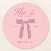 クラシックピンクコケットバチェロレッテ ラウンドペーパーコースター (正面)