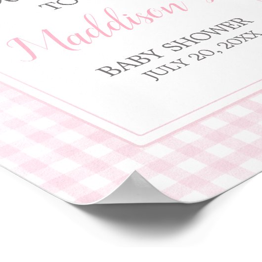クラシックピンクジンガム赤ちゃんシャワーへようこそ ポスター (角)