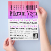 クラシックピンクストライプのビクラムヨガク広告ラスズ チラシ (手)